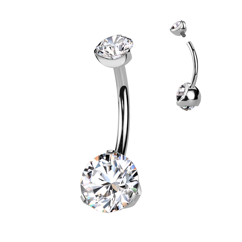Navelpiercing Zirconia Zilverkleurig - Titanium