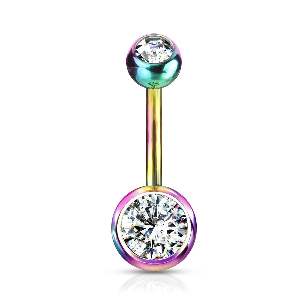 Navelpiercing Regenboog Kristal - Chirurgisch staal