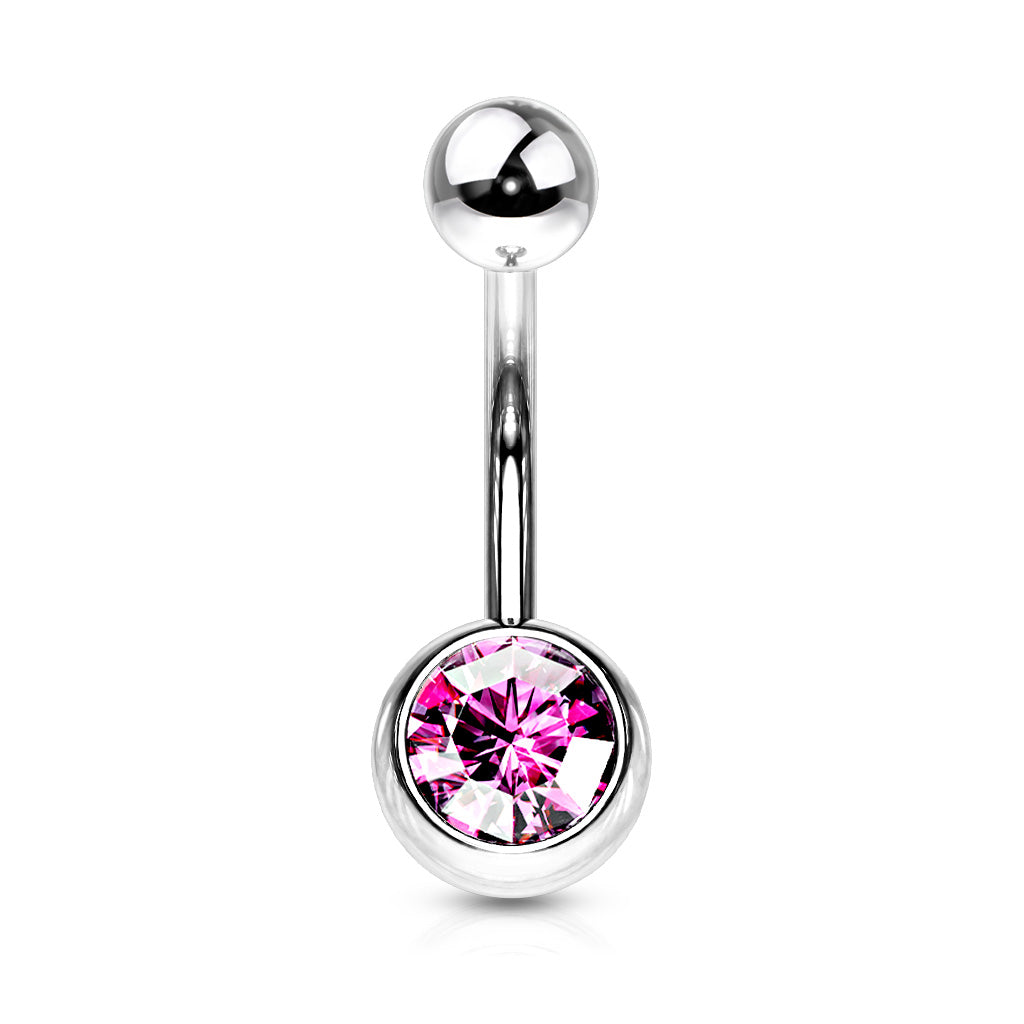 Navelpiercing Basic Zirconia - Chirurgisch Staal