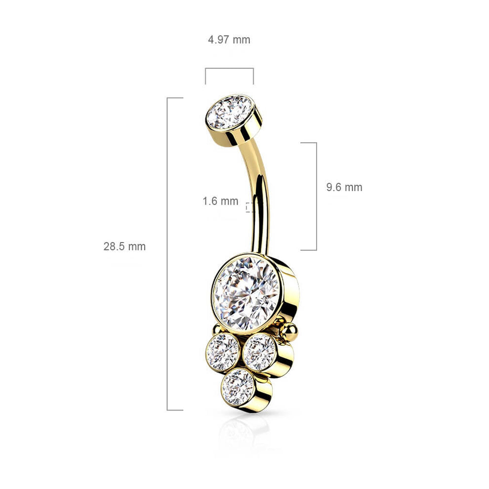 Navelpiercing Cluster Kristal Zilverkleurig – Chirurgisch Staal
