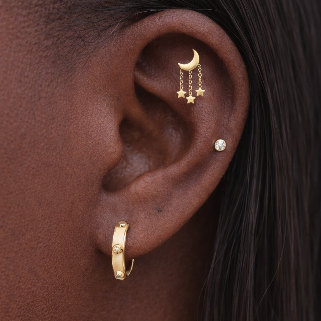 Labret Titanium Maan & Sterren