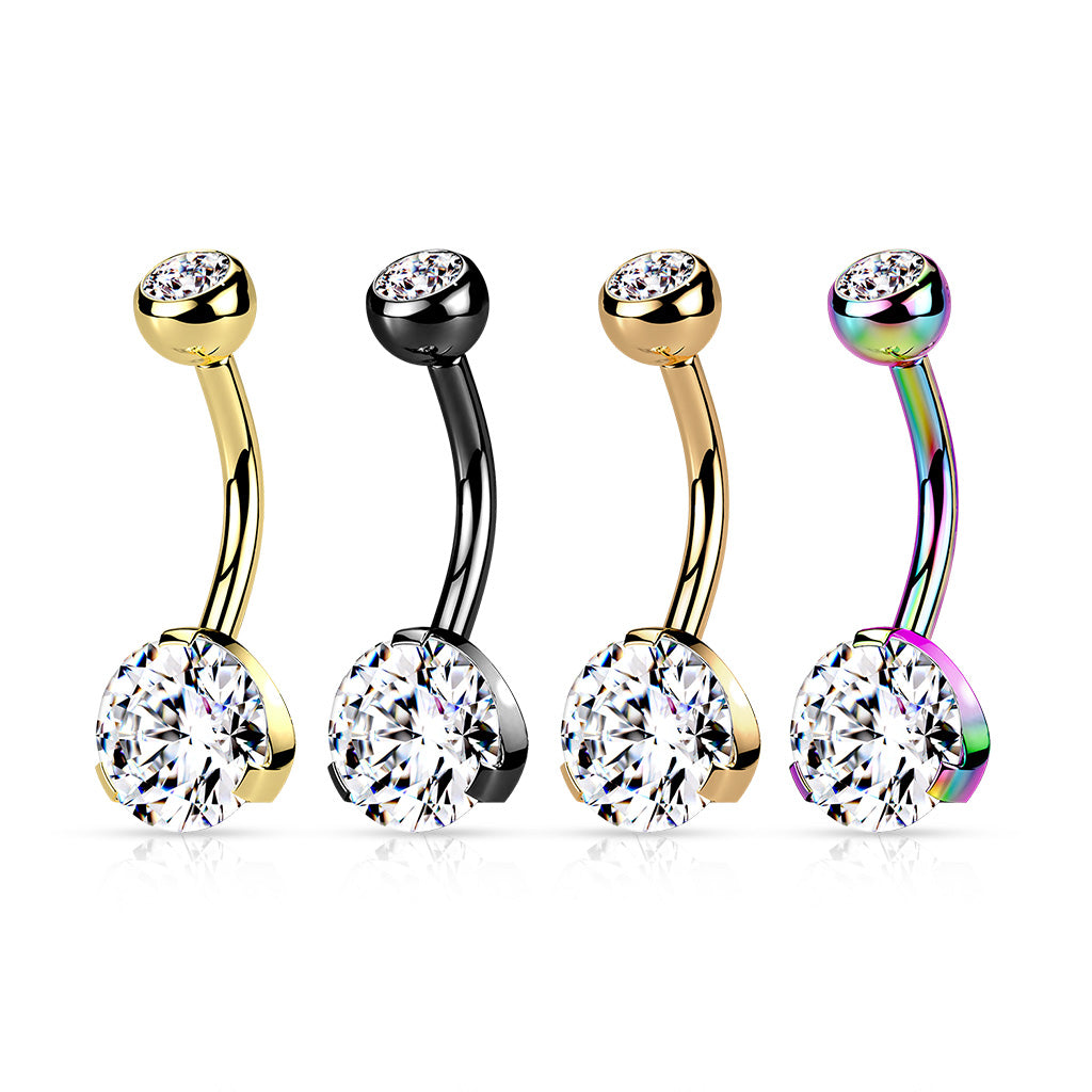 Navelpiercing Kristal Goudkleurig – Chirurgisch Staal & PVD