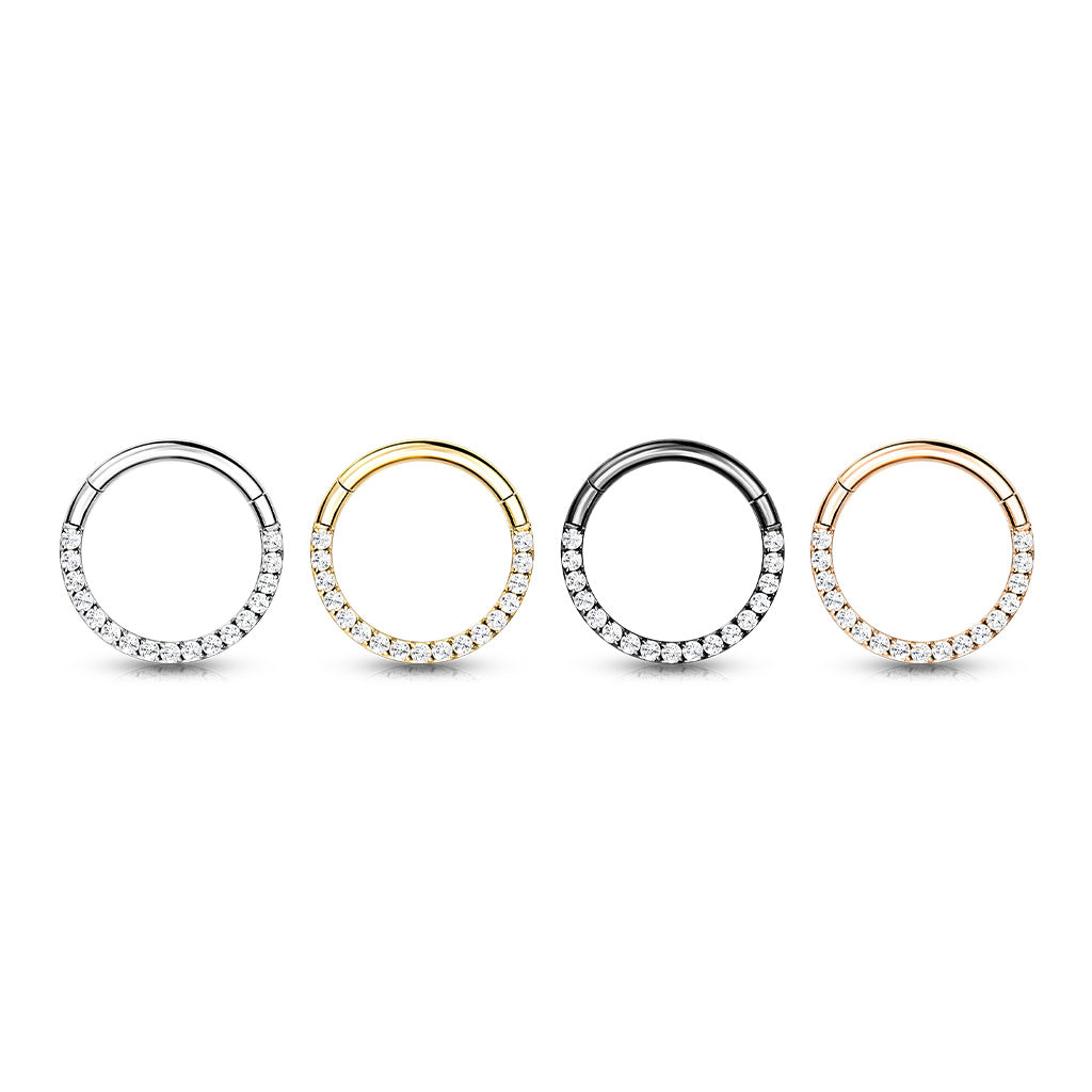 Klikring Voorzijde Zirconia Clicker Zilverkleurig - Titanium