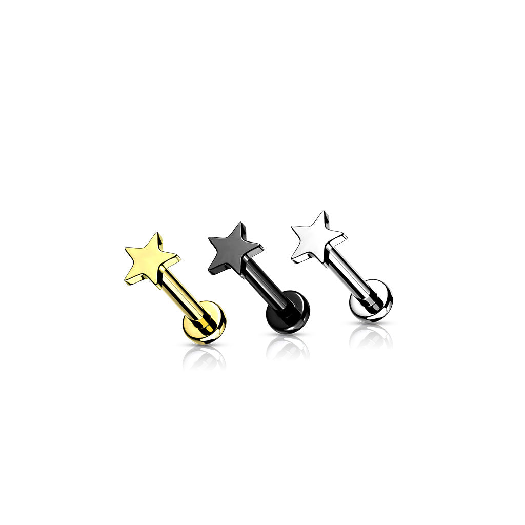 Labret Ster Zilverkleurig - Titanium