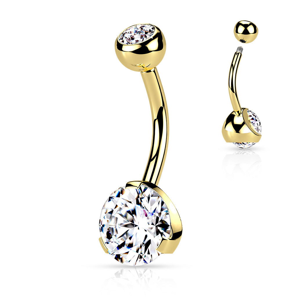 Navelpiercing Kristal Goudkleurig – Chirurgisch Staal & PVD