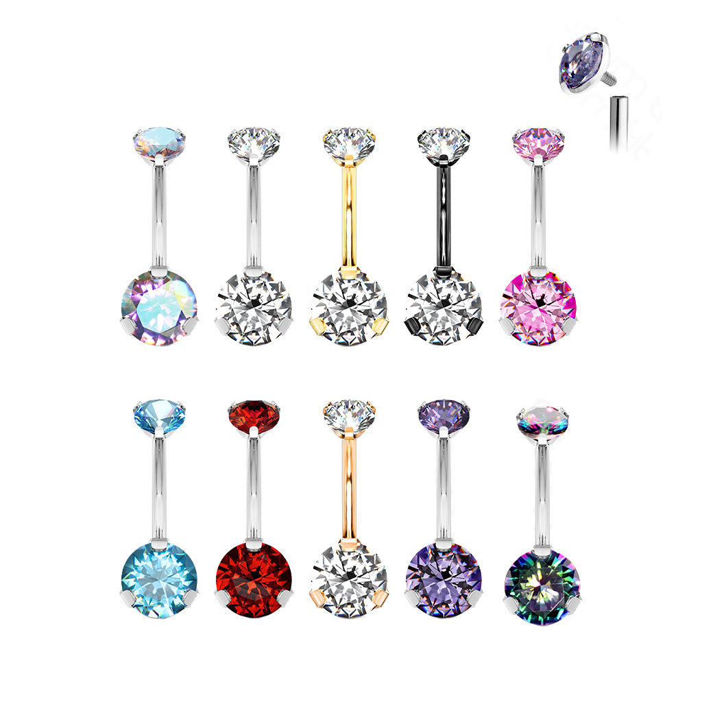 Navelpiercing Zirconia Goudkleurig - Titanium & PVD
