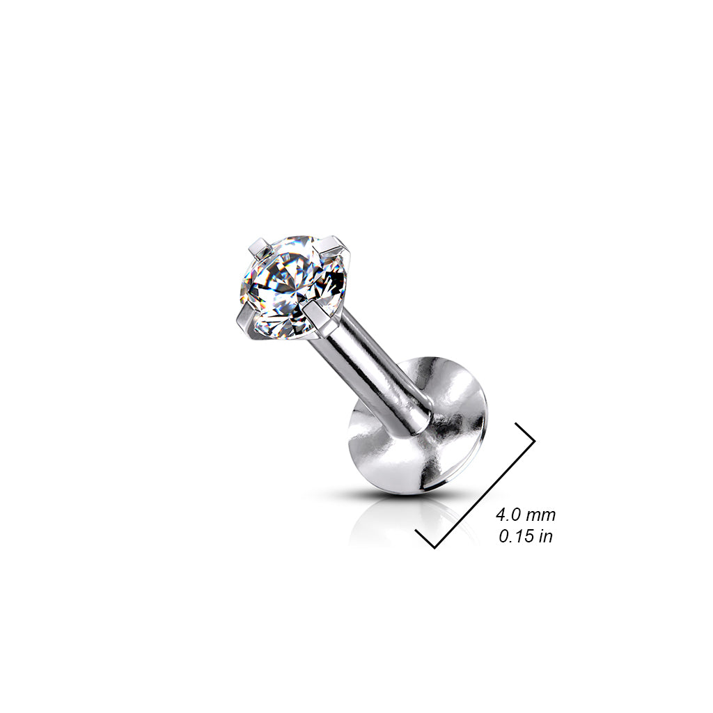 Labret Zirconia Blauw Zilverkleurig - Chirurgisch Staal