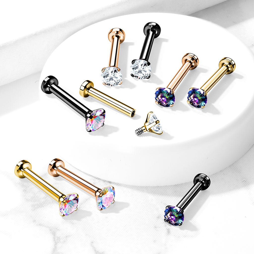 Labret Micro Base Zirconia Vitrail Medium Goudkleurig - Chirurgisch Staal