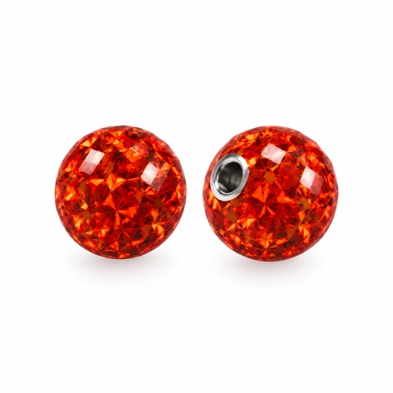 Balletje 1.6 mm Multi Kristal Helder Rood - Chirurgisch Staal & Resin