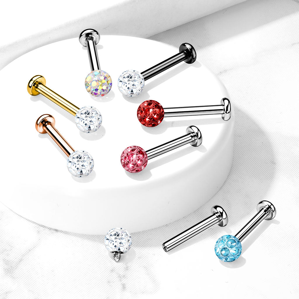 Multi Kristal Labret Zilverkleurig - Chirurgisch Staal