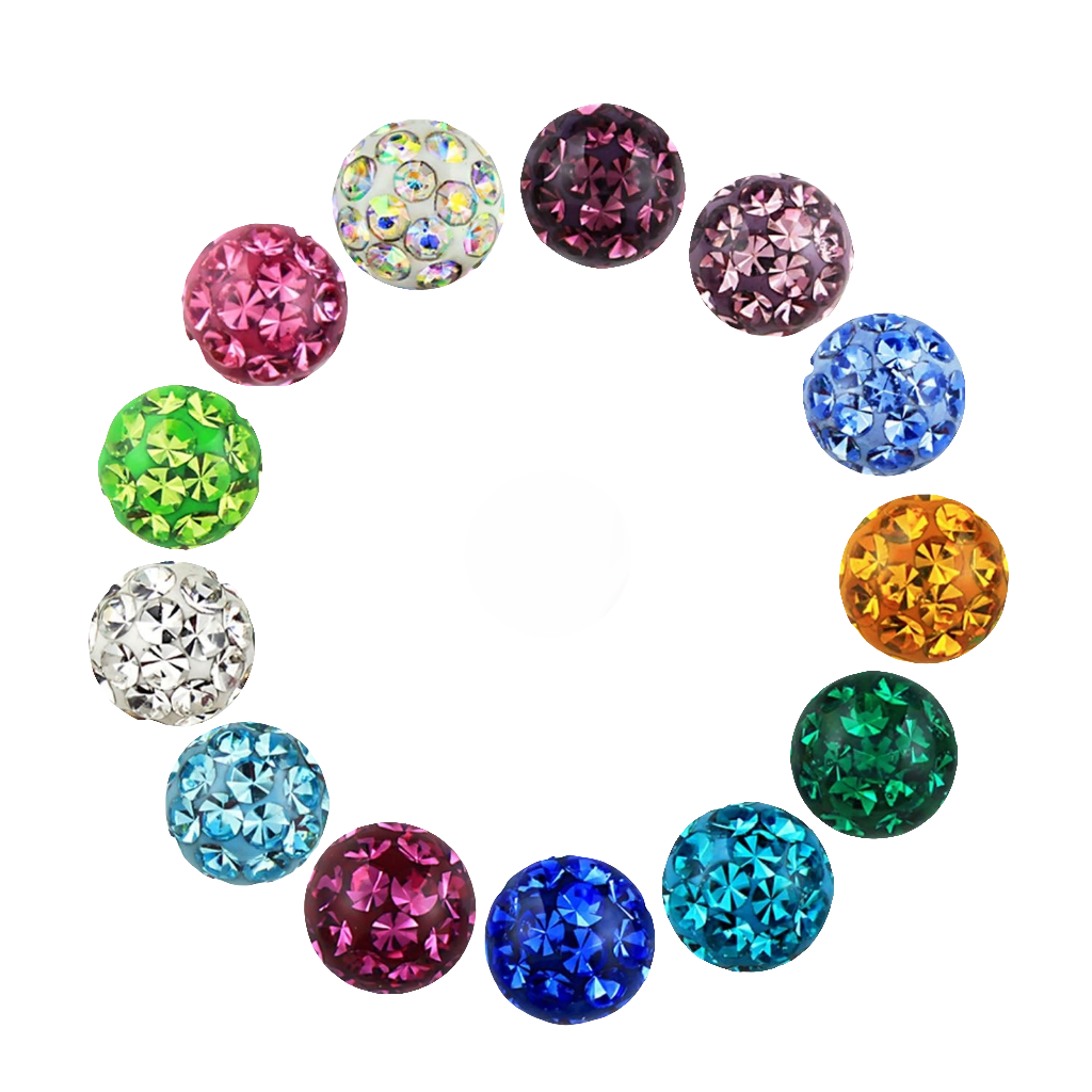 Balletje 1.6 mm Multi Kristal Helder Rood - Chirurgisch Staal & Resin