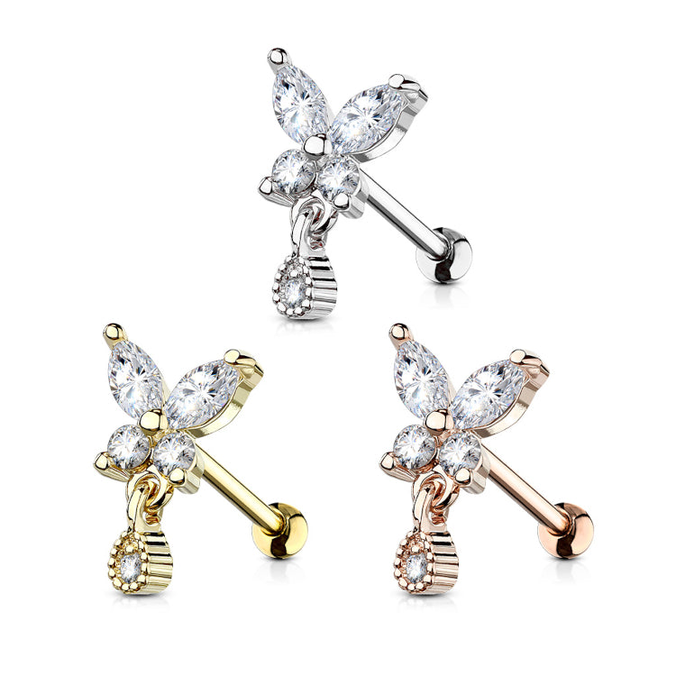 Barbell Vlinder Zirconia  