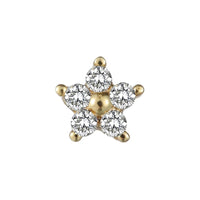 Goudkleurige Barbell Piercing Close up Bloemetje Zirconia Goldplated Roestvrij Staal