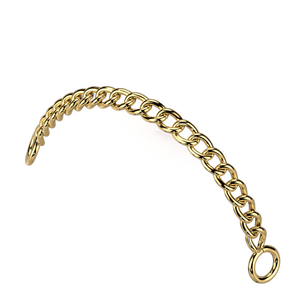 Goudkleurige ketting, chirurgisch staal, geschikt als toevoeging voor bijvoorbeeld helix of tragus.