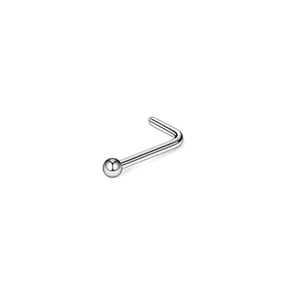 Neuspiercing L-vorm bolletje in zilverkleur