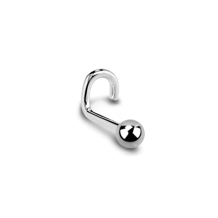 Basic neuspiercing zilverkleurig met bol top van titanium voor de nostril